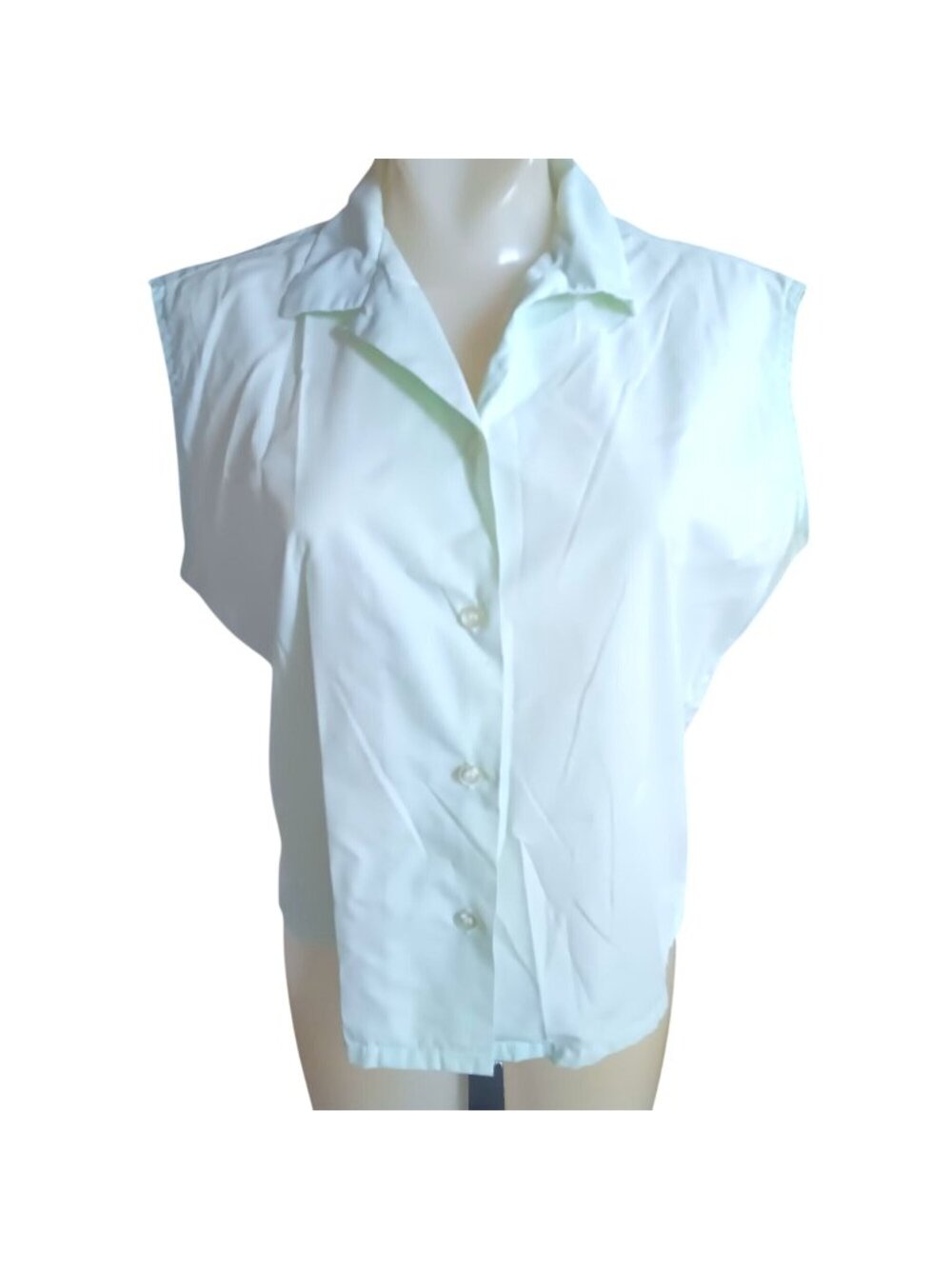 Sherbet Green Vintage Top Medium 36 Sleeveless Button-Up Blouse 1960's